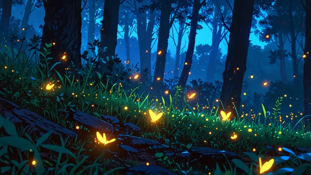 Leonardo_Anime_XL_A_group_of_small_fireflies_follows_one_firef_0