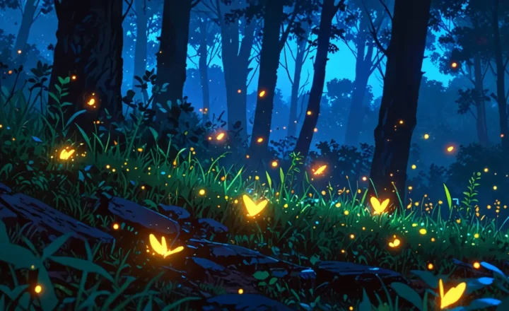 Leonardo_Anime_XL_A_group_of_small_fireflies_follows_one_firef_0